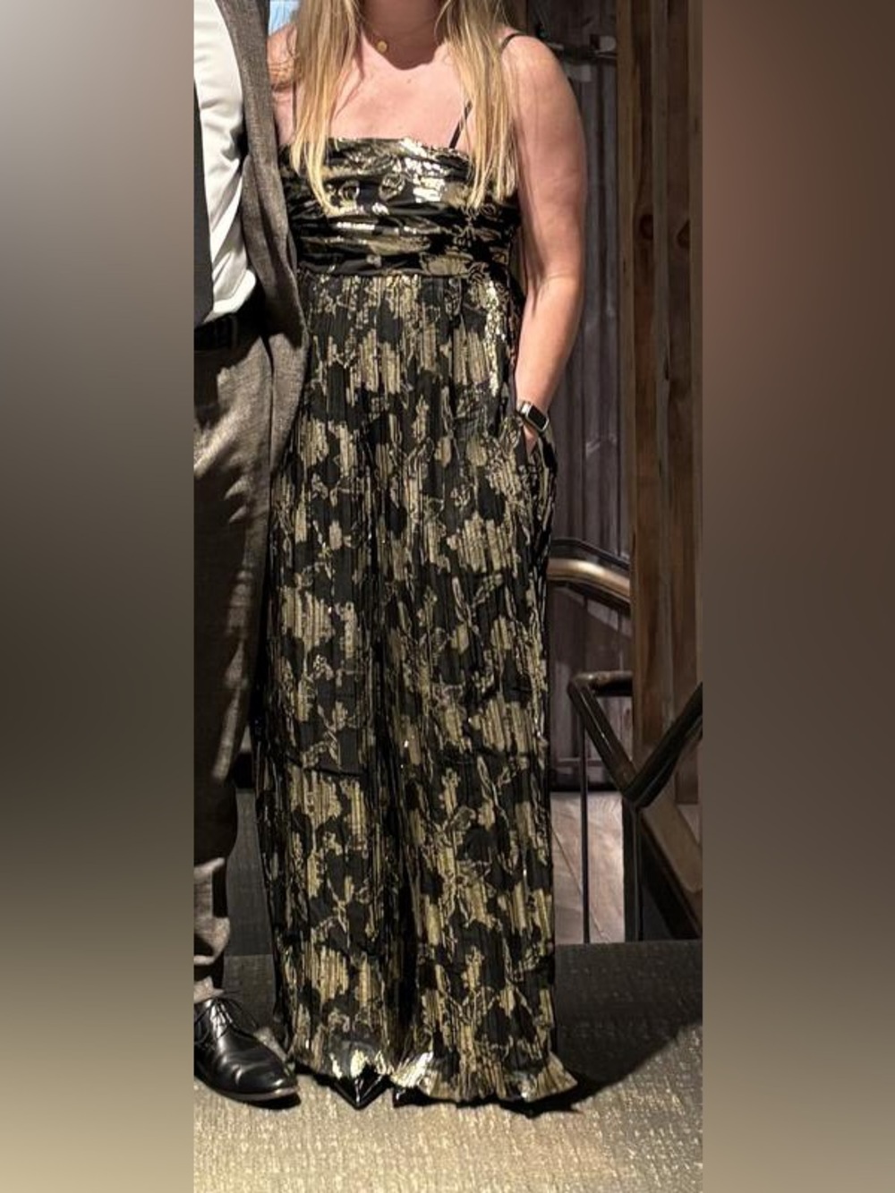 NWT Size XS - Hutch Mabel Foil Pleated Jumpsuit (NWT US$ 288)